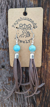 Load image into Gallery viewer, Turquoise and Leather Tassel Earrings