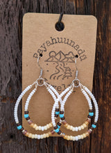 Load image into Gallery viewer, Double Tsohibi Earrings -Tan &amp; Turquoise
