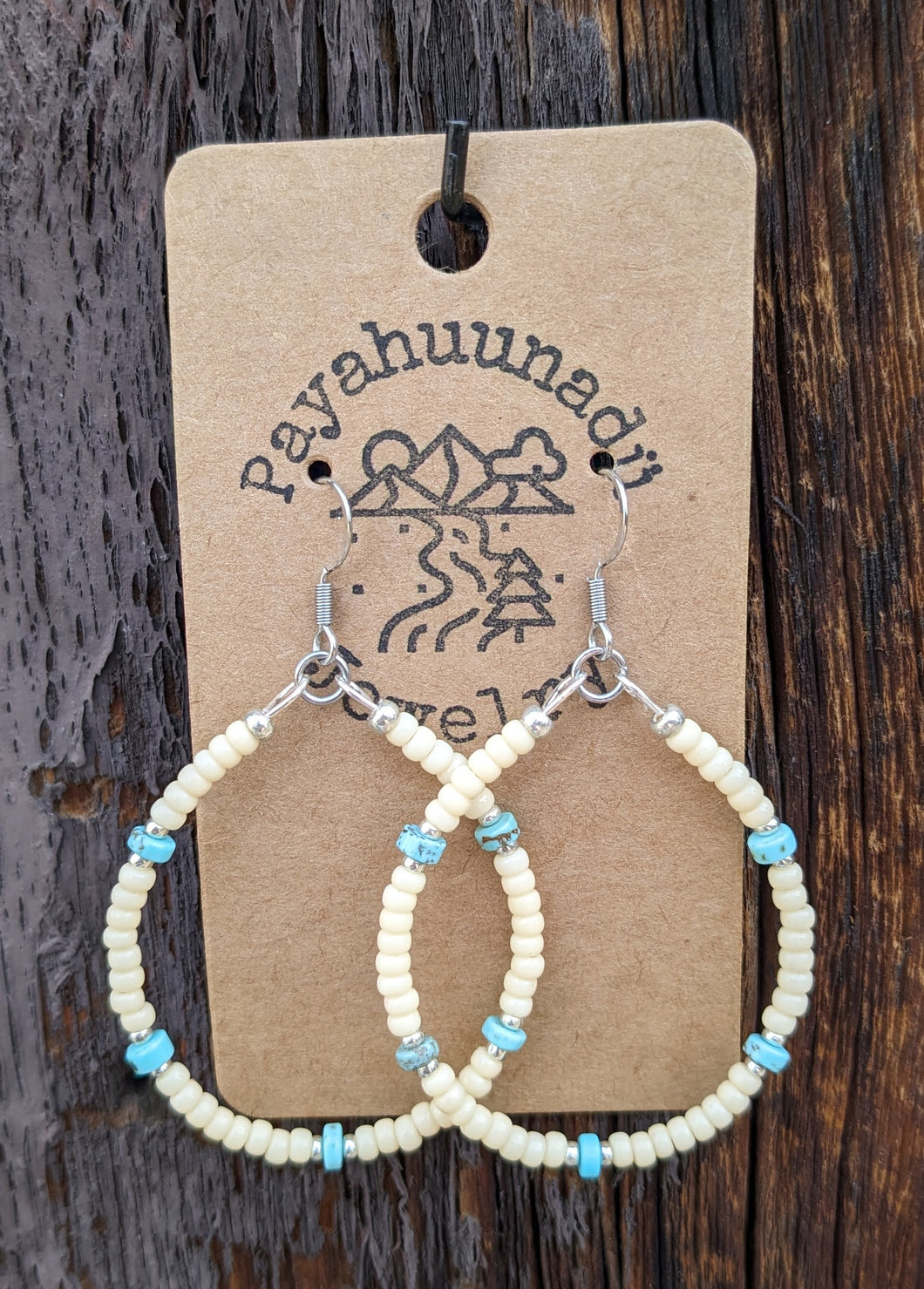 Turquoise Howlite Heishi & Off White Hoops