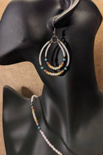 Load image into Gallery viewer, Double Tsohibi Earrings -Tan &amp; Turquoise
