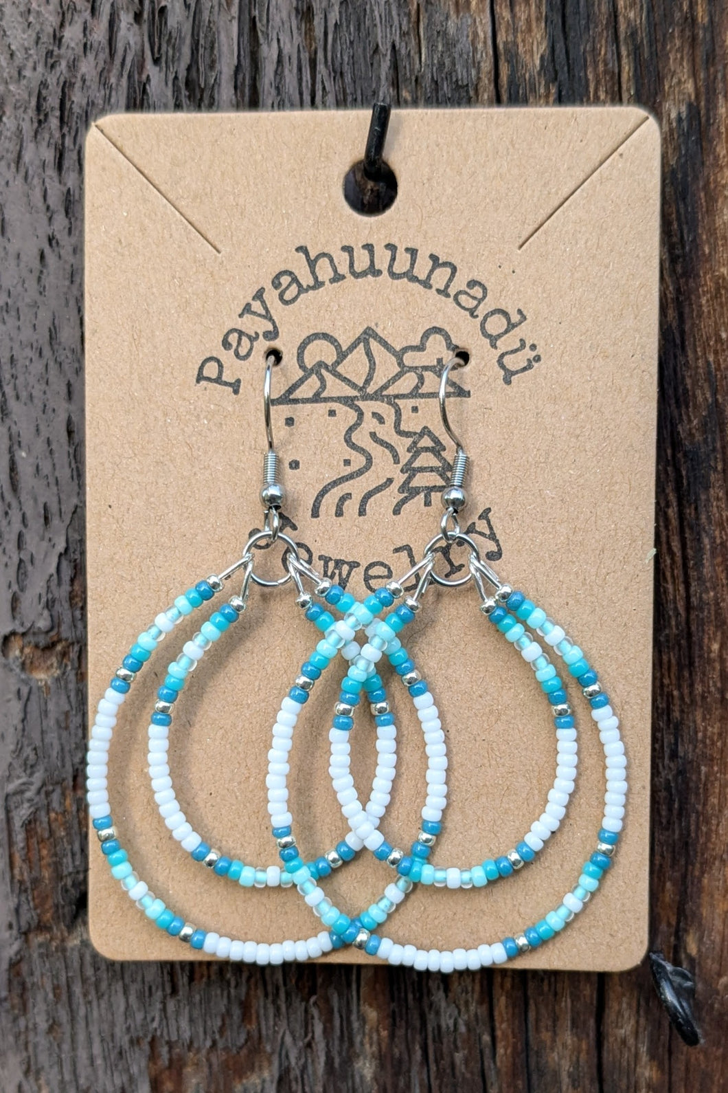 Double Hoop Earrings-White n Turquoise