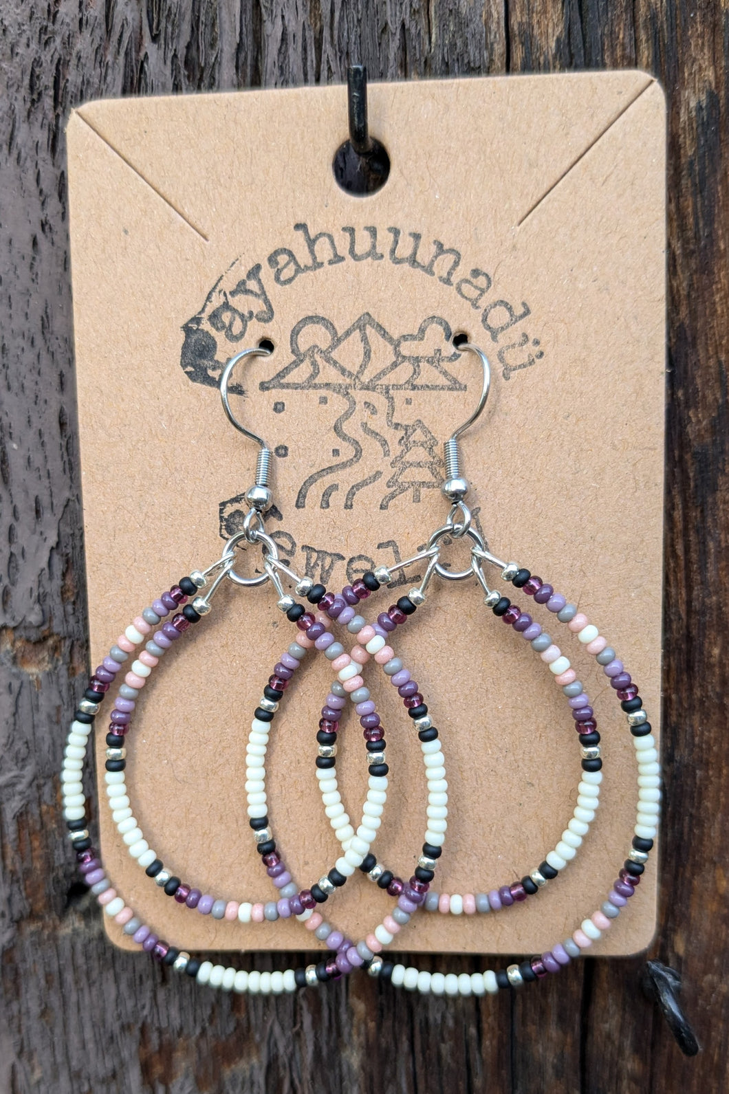 Double Hoop Earrings-Pink n Purple