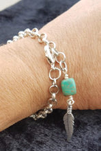 Load image into Gallery viewer, Turquoise &amp; Feather Bracelet
