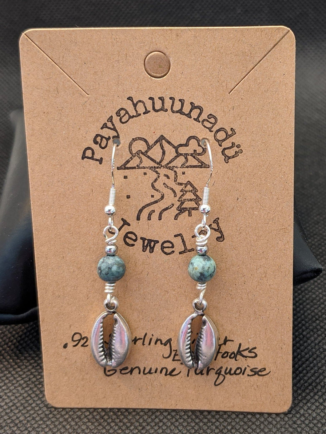 Turquoise and Cowrie Shell Earrings